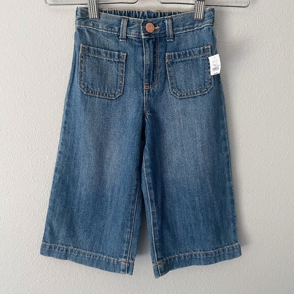 Baby Gap Wide Leg Crop Jeans Medium Wash. Patch pockets. Stretch waist in back - Picture 1 of 10